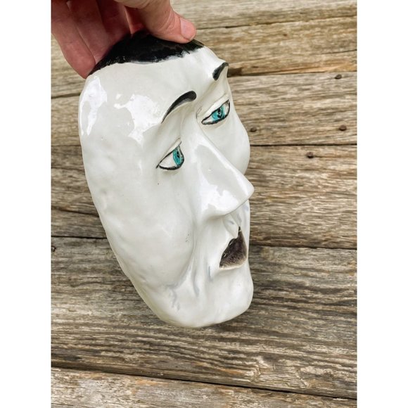 Vintage Asian Japanese Plaster Face Mask Wall Decor - Picture 9 of 11